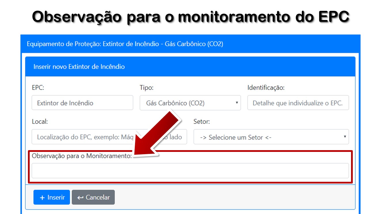 Observação para o monitoramento do EPC