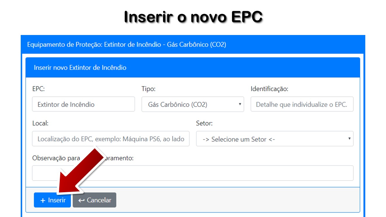 Inserir o novo EPC