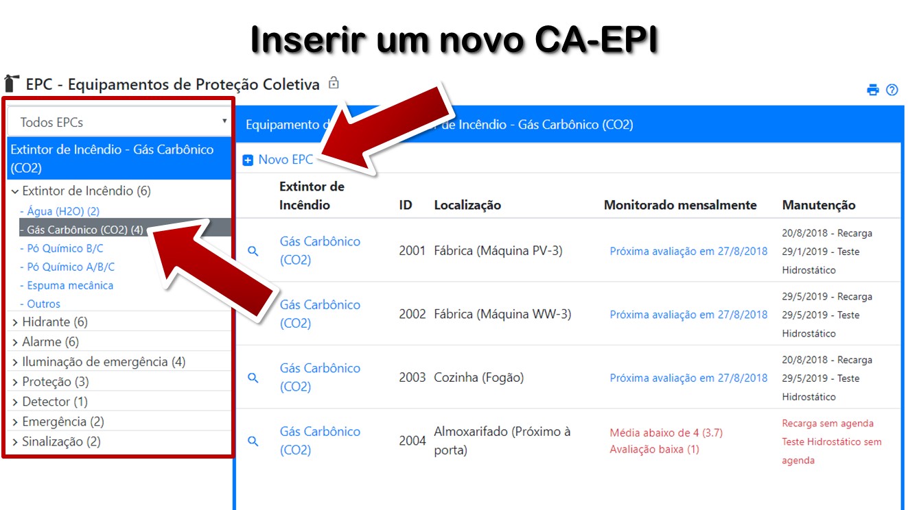 Inserir um EPC