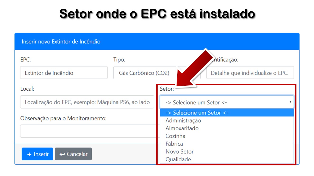 Setor onde o EPC está instalado
