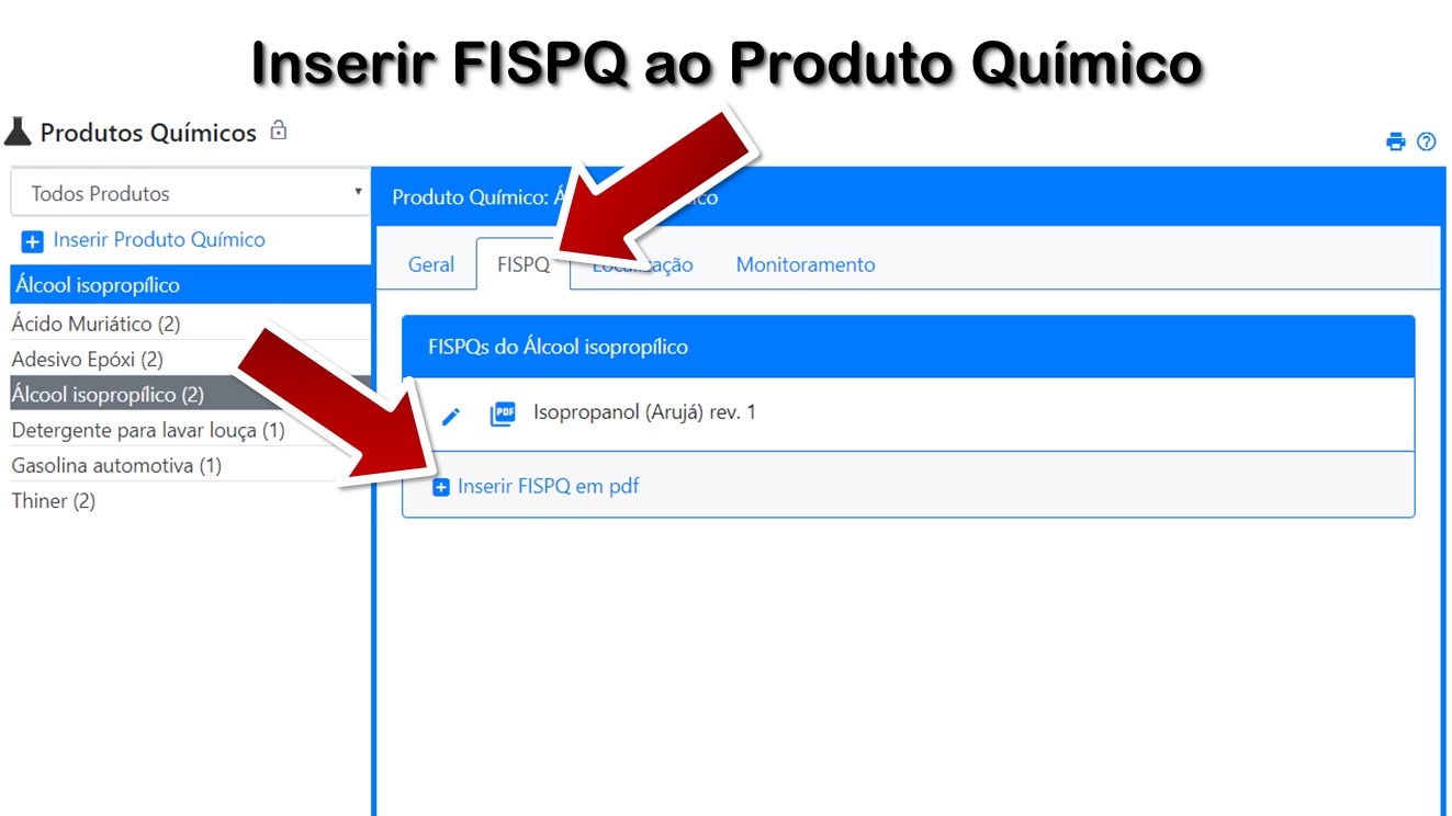 Inserir FISPQ ao Produto Químico