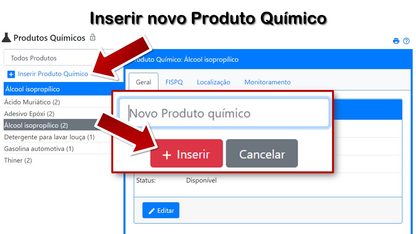 Inserir novo Produto Químico