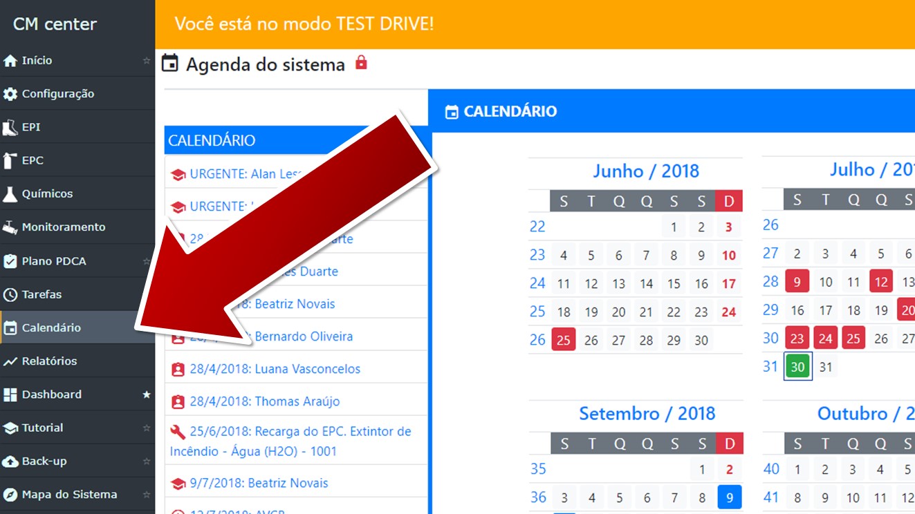 Acesso ao Calendário geral