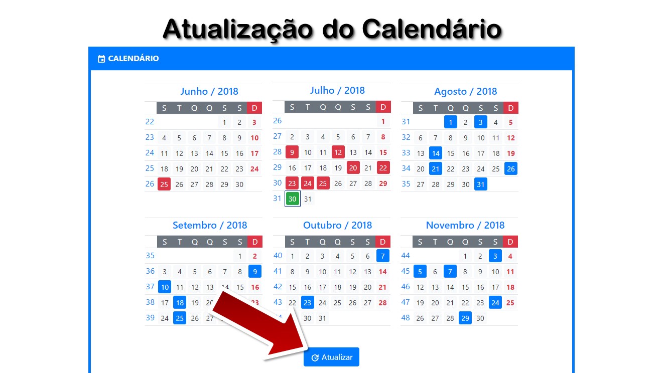 Atualização do Calendário
