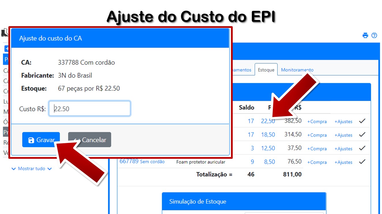 Ajuste do Custo do EPI
