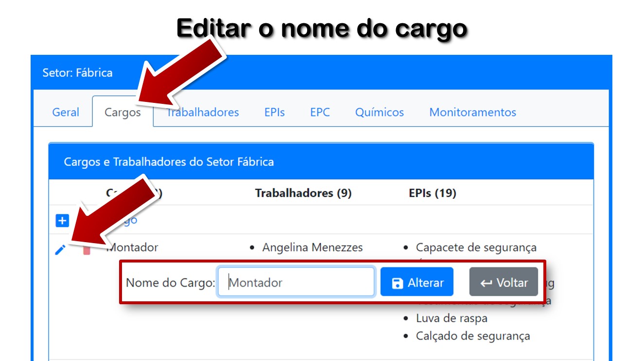 Editar o nome do cargo