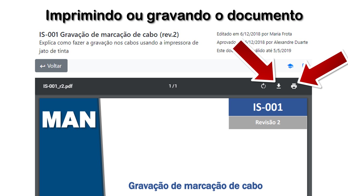 Imprimindo ou gravando o documento