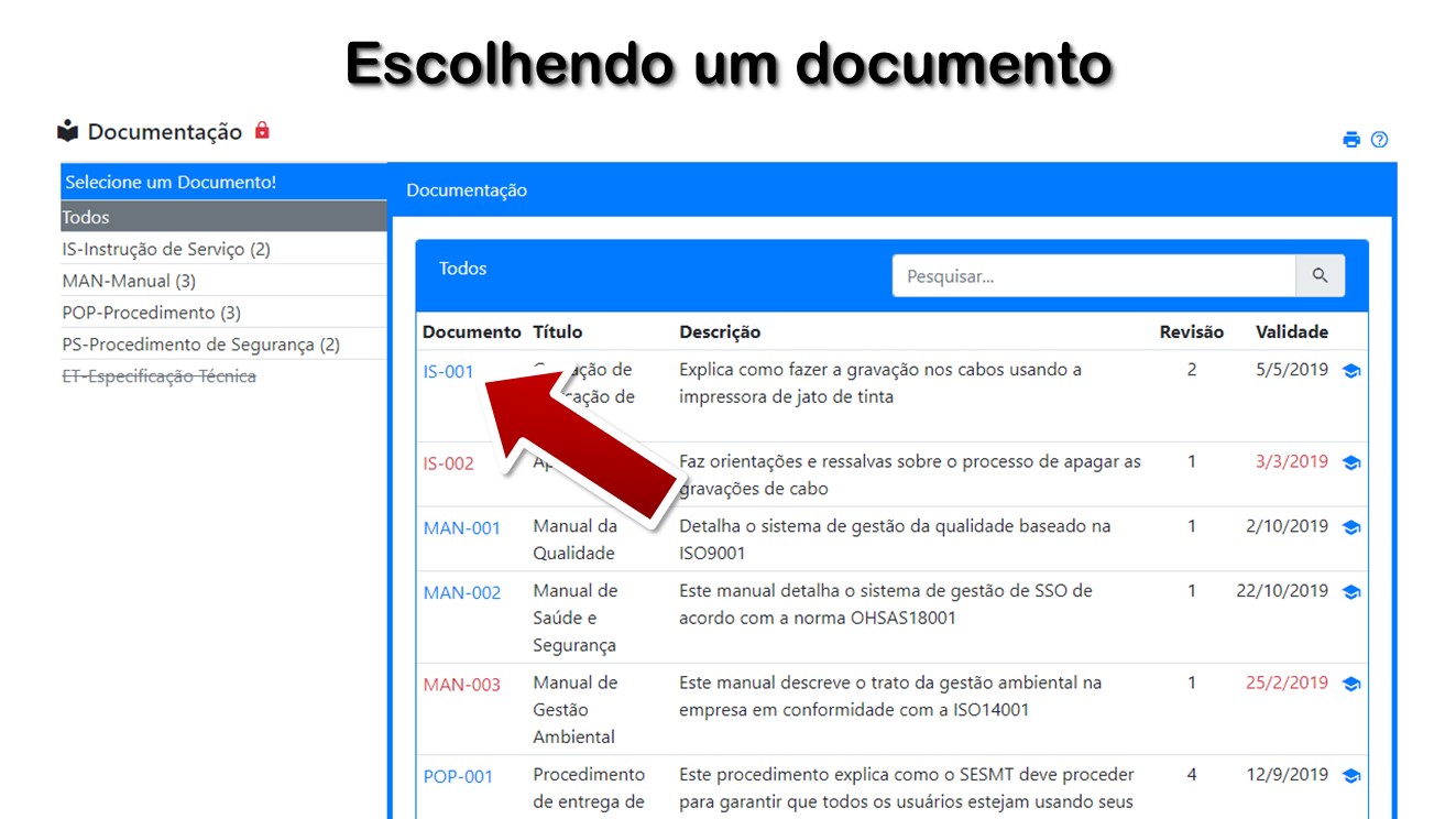 Escolhendo um documento