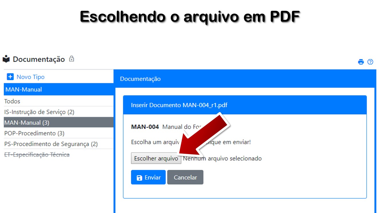 Escolhendo o arquivo em PDF