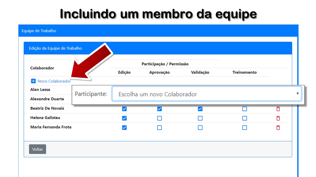 Incluindo um membro da equipe