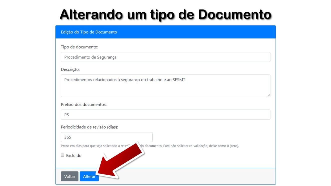 Alterando um tipo de Documento