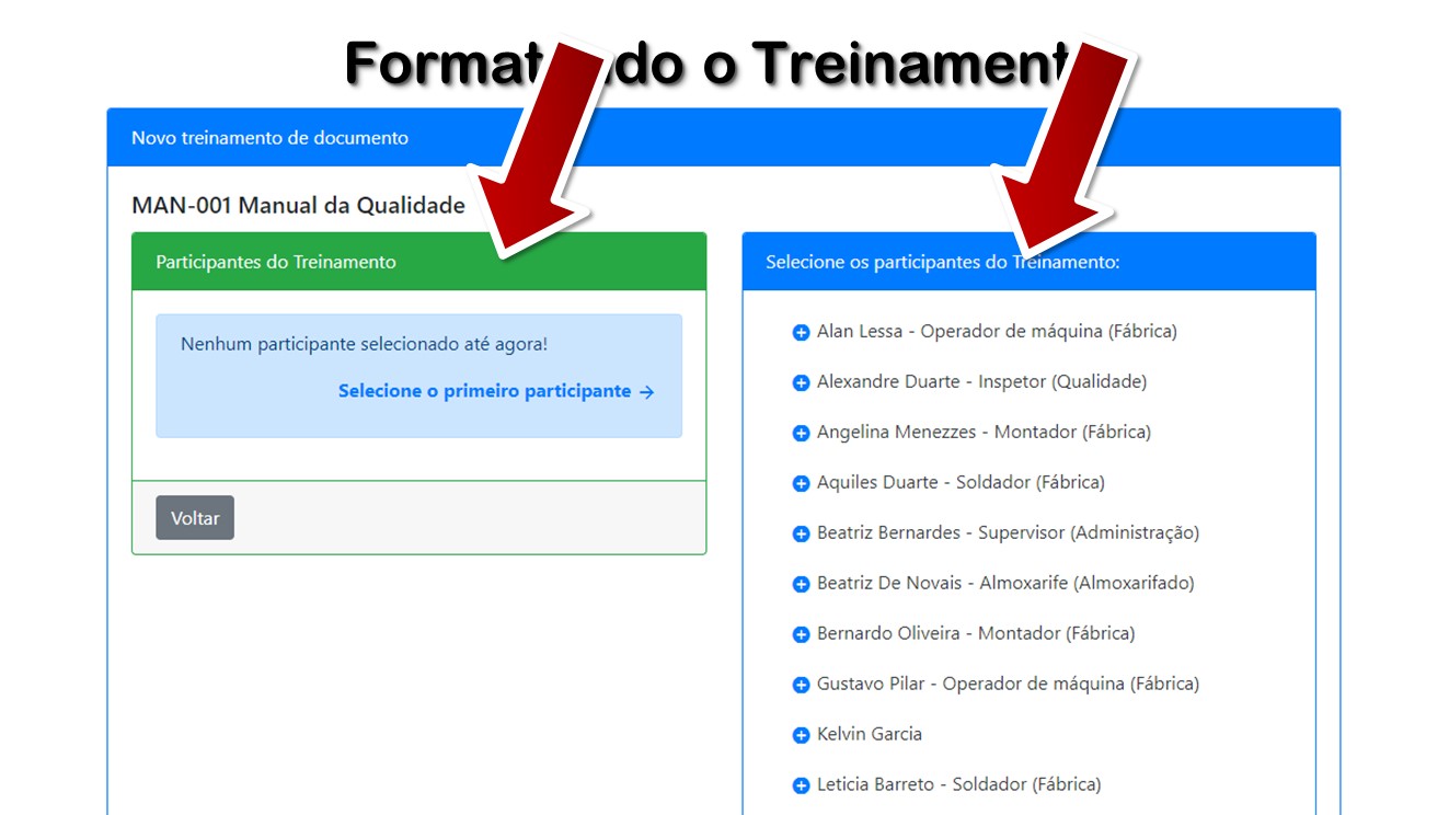 Formatando o Treinamento
