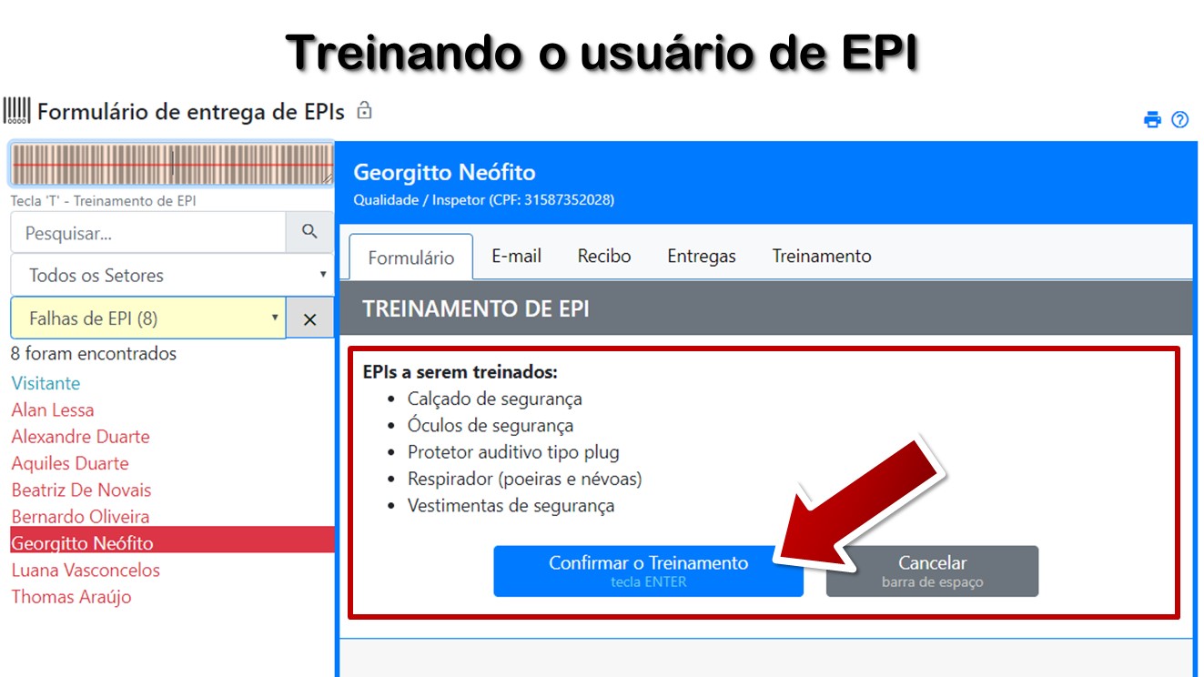 Treinando o usuário de EPI
