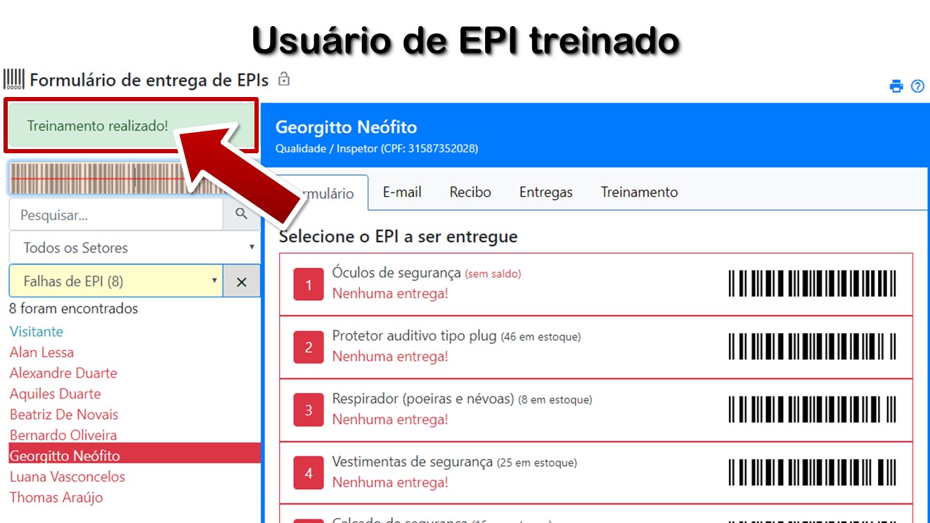 Usuário de EPI treinado