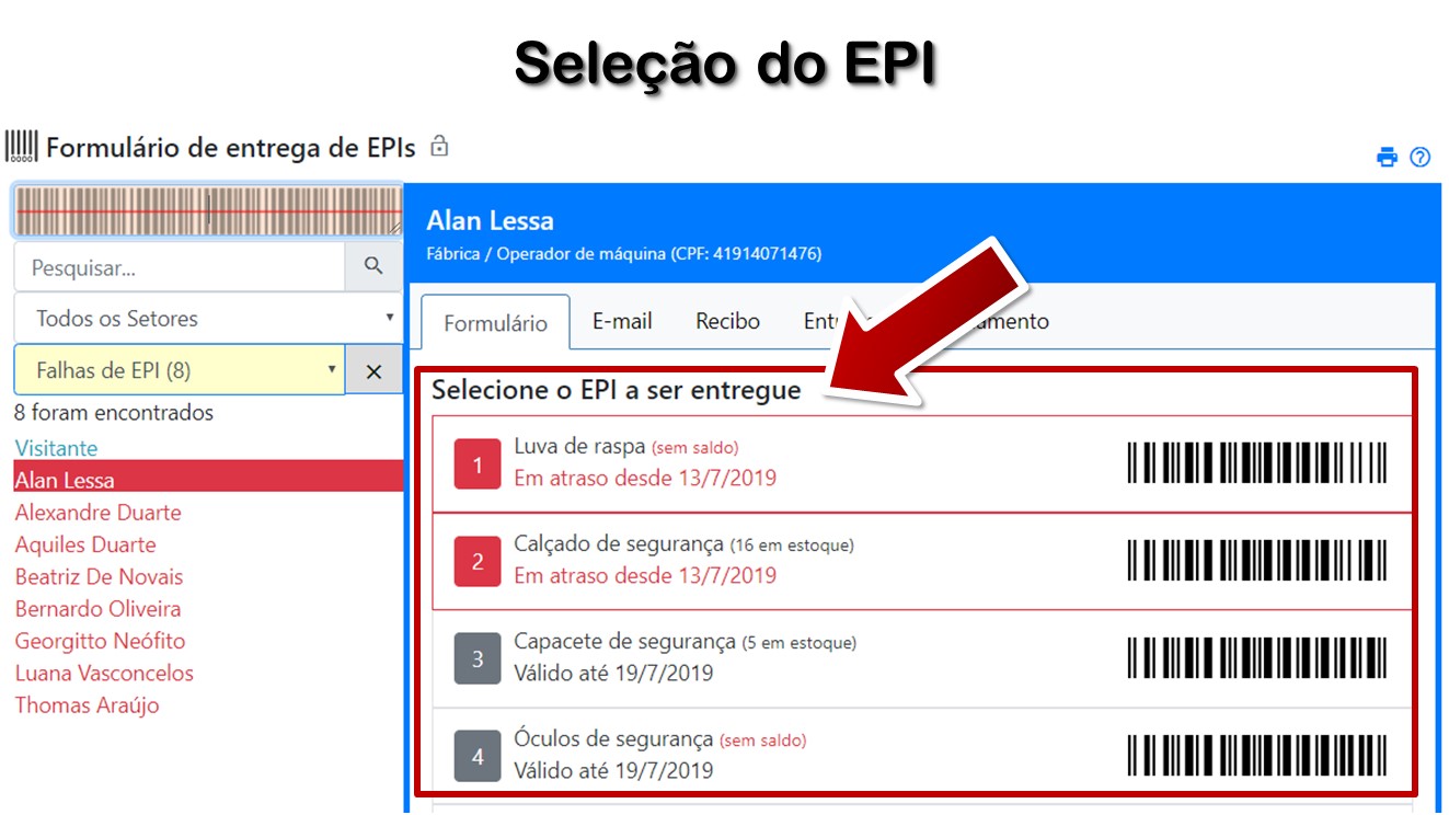 Seleção do EPI