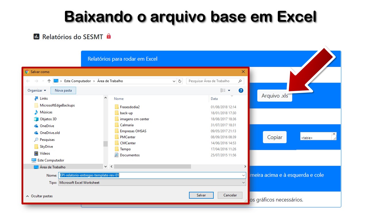 Baixando o arquivo base em Excel