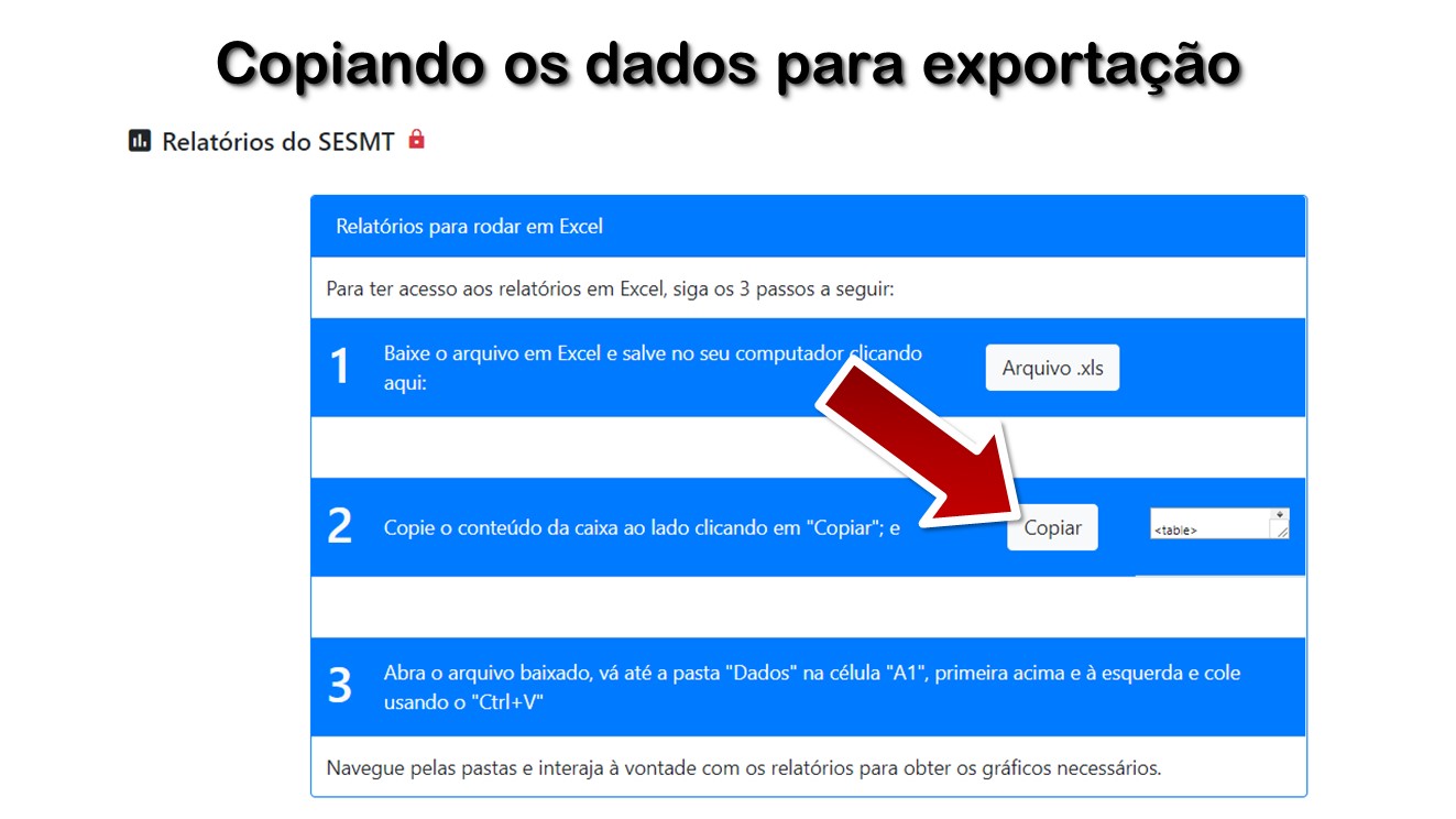 Copiando os dados para exportação