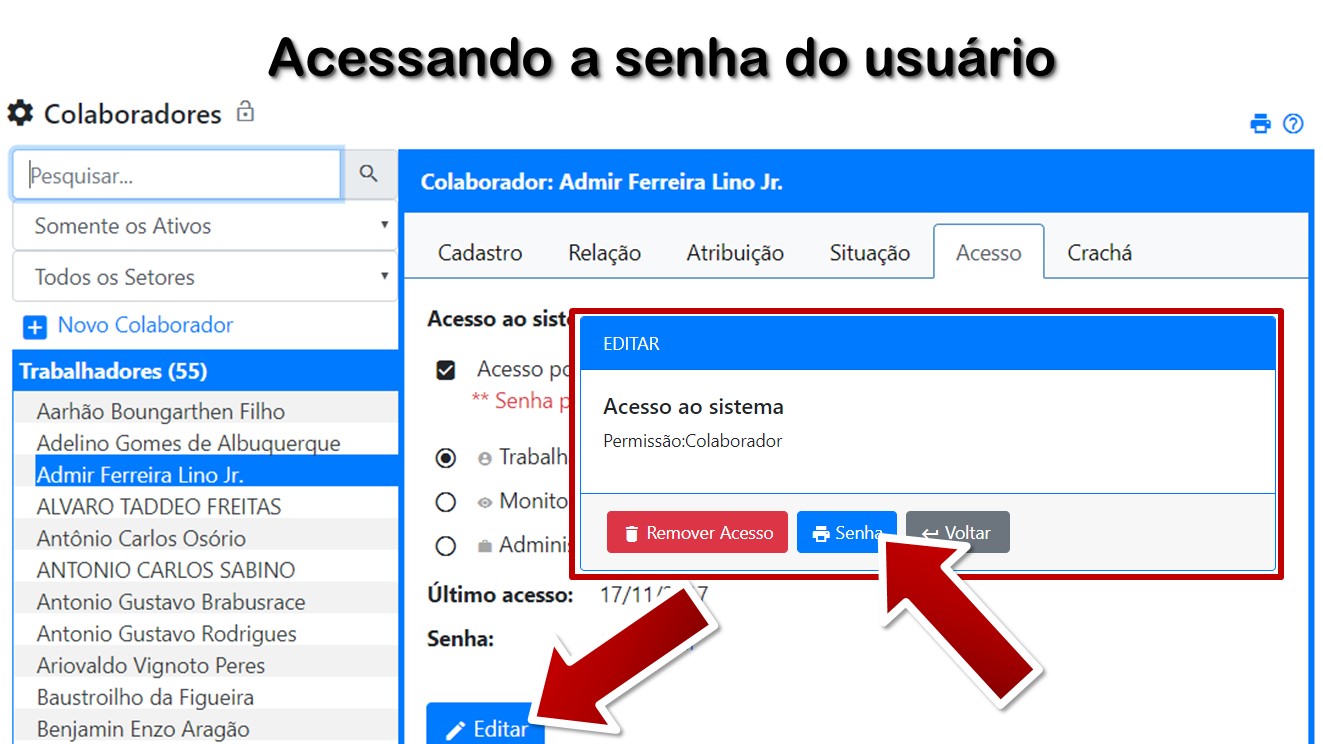 Acessando a senha do usuário