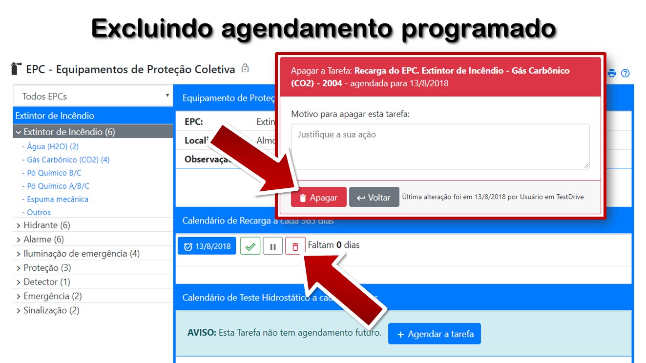 Excluindo agendamento programado