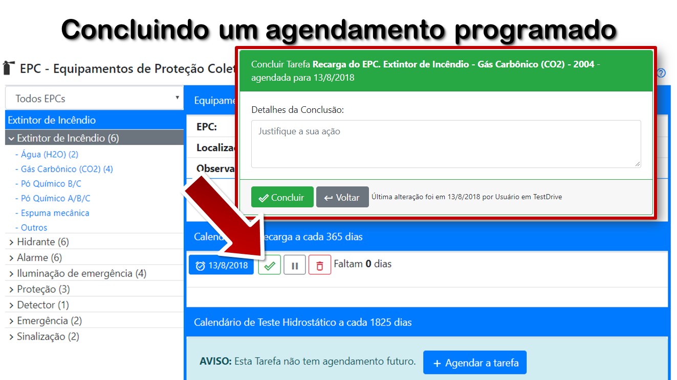 Concluindo um agendamento programado