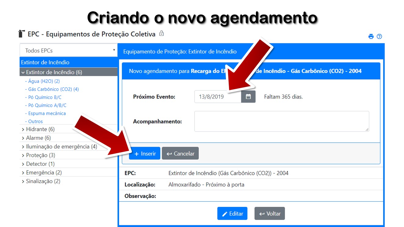 Criando o novo agendamento