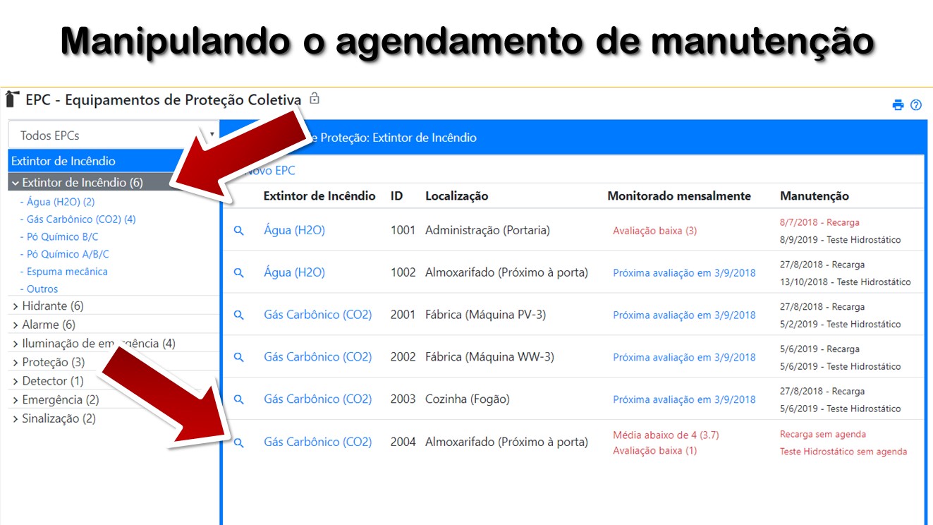 Manipulando o agendamento de manutenção