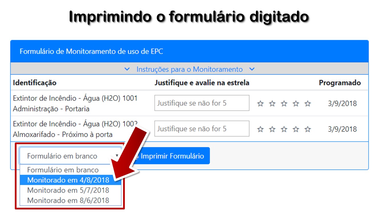 Imprimindo o formulário digitado