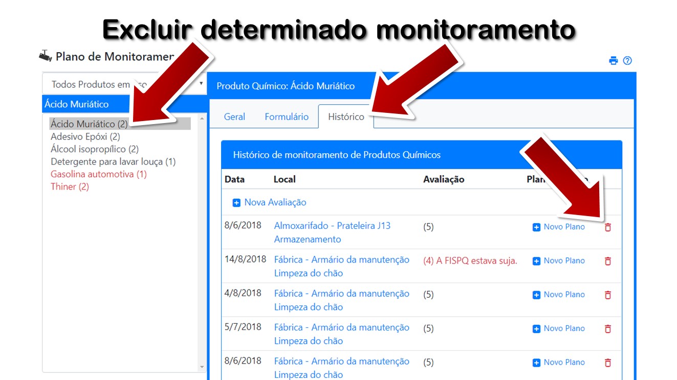 Excluir determinado monitoramento