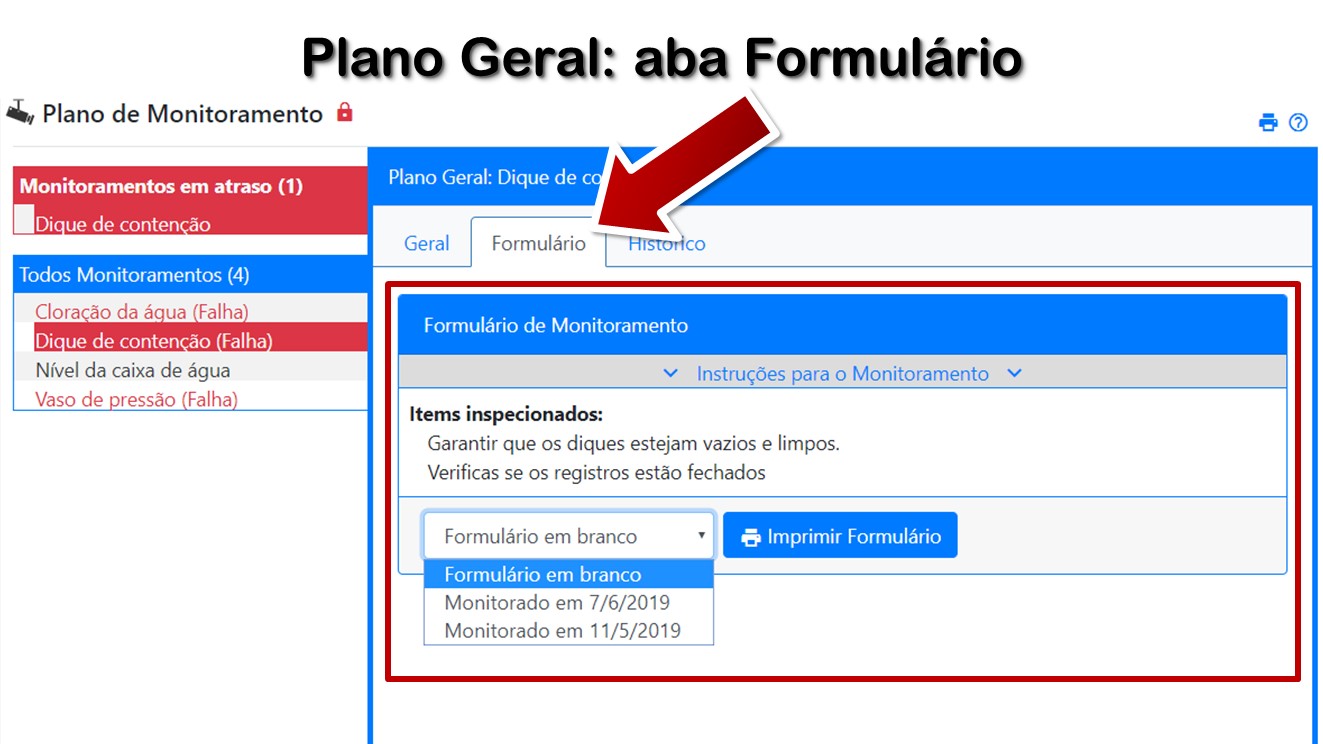 Plano Geral: aba Formulário