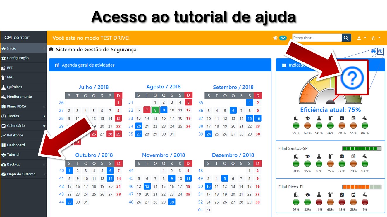 Acesso ao tutorial de ajuda