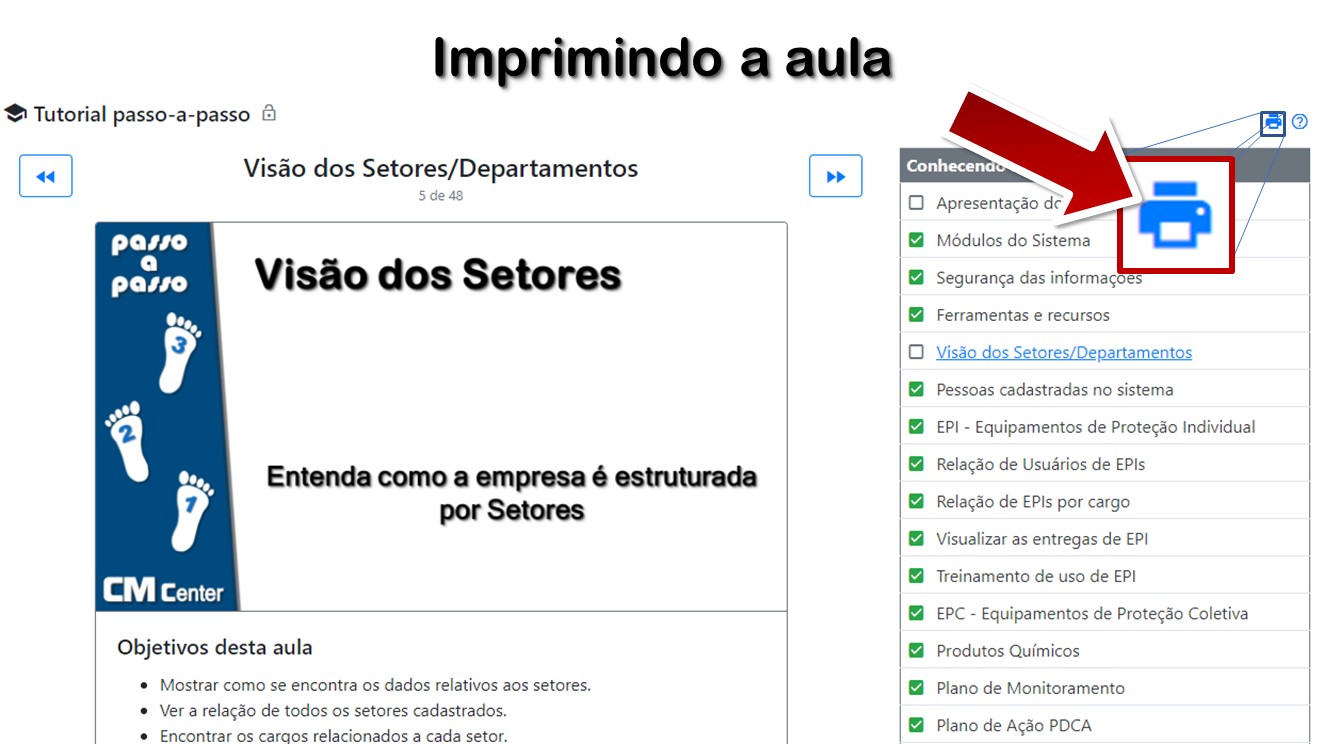 Imprimindo a aula