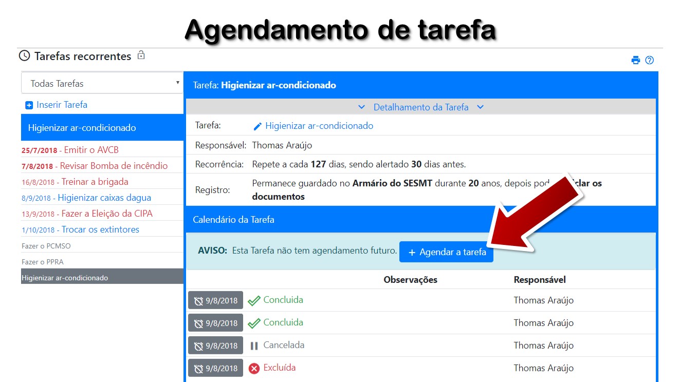 Agendamento de tarefa