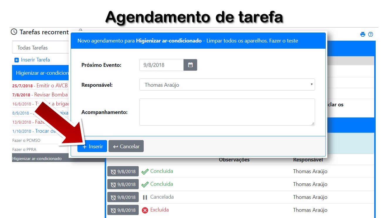 Agendamento de tarefa