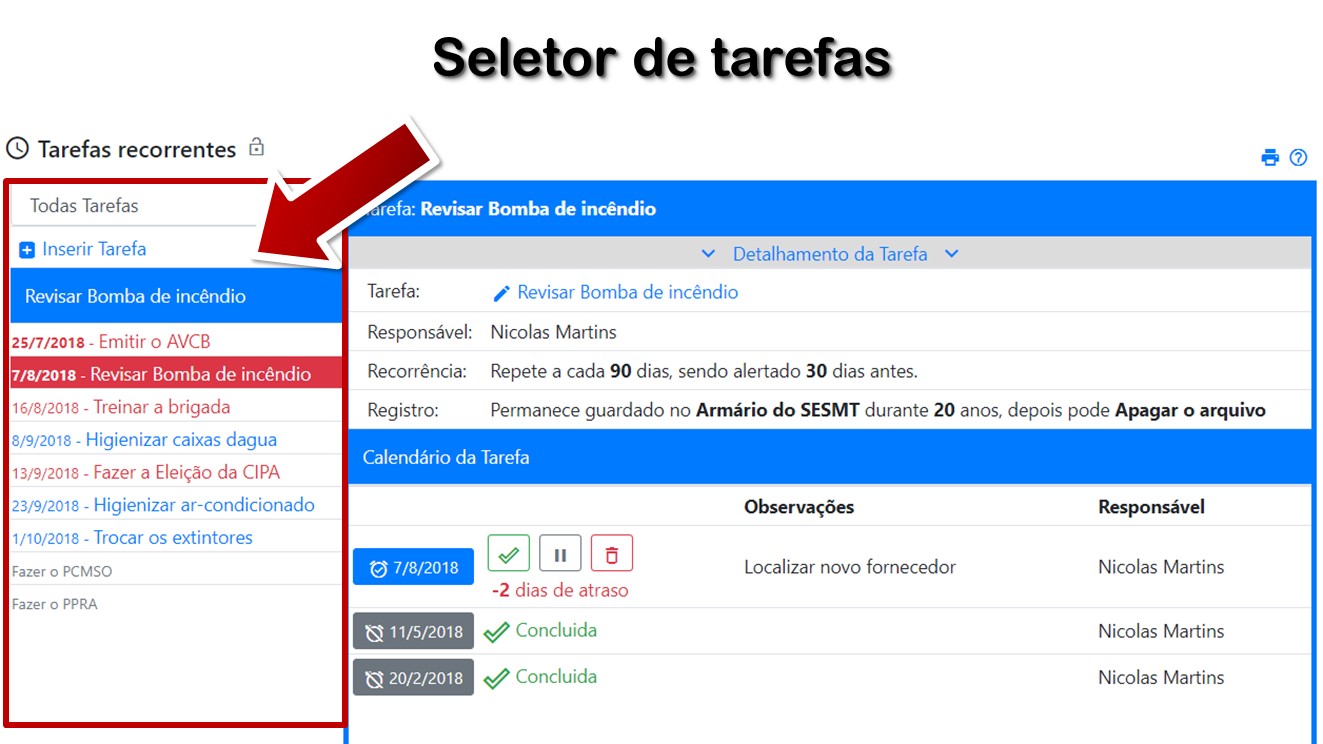 Seletor de tarefas